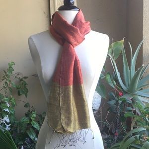 ✨NWOT brown and rust SILK scarf/wrap✨